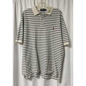 Mens  RALPH LAUREN POLO XLT Short Sleeve shirt White blue stripes